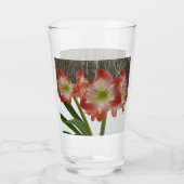 Verre Amaryllis en Fête Rouge Neige Hiver Floral (Dos)