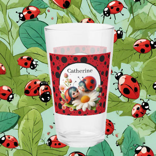 Verre Amateurs de coccinelle mignonne ajouter un nom