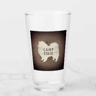 Verre American Eskimo Chien Silhouette Rustique Personna