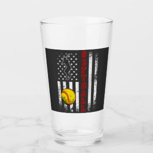 Verre American Flag Softball Team Vintage Drôle Boire