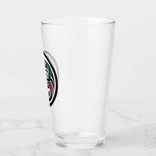 Verre Amérindien Noir Blanc Haïda Otter Saumon (Gauche)