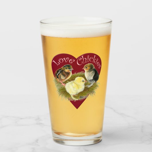 Verre Amoureuses des poussins (Devant (rempli))