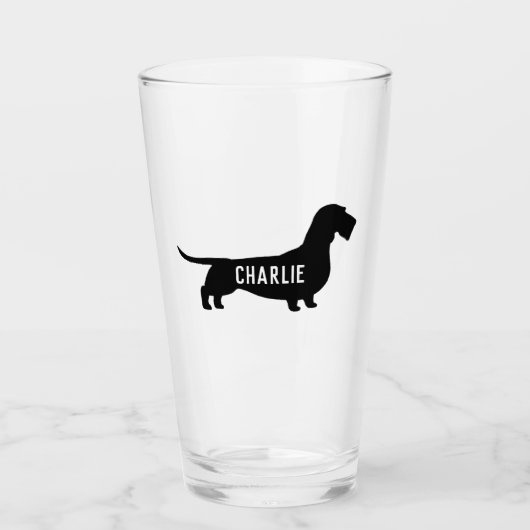 Verre Amoureux des chiens à poils durs Dachshund Silhoue (Devant)