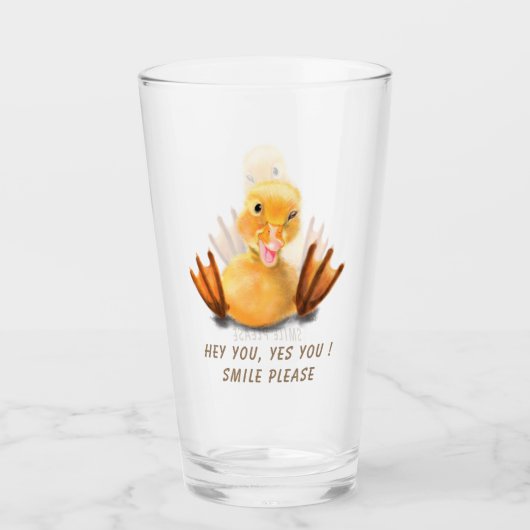 Verre amusant avec canard Jaune - Sourire (Devant)
