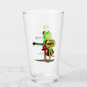 Verre amusant avec grenouille Jouer de la guitare