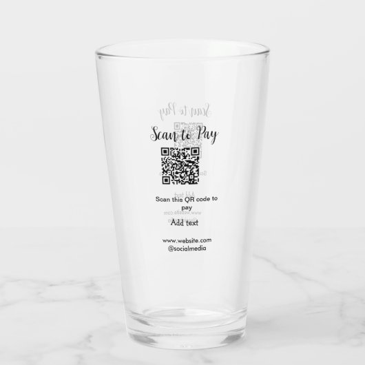 Verre Analyser pour payer scanner code QR ajouter des dé (Dos)