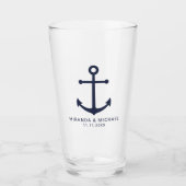 Verre Ancre bleu marine moderne mariage Faveur (Devant)