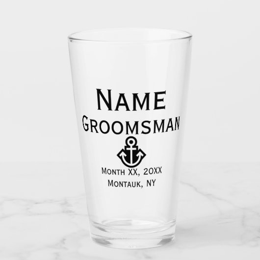 Verre Ancre Groomsman Pint Glass cadeau (Devant)