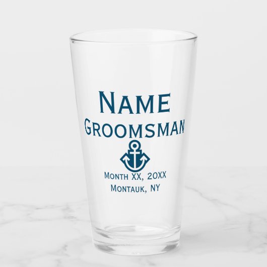 Verre Ancre Groomsman Pint Glass cadeau (Devant)
