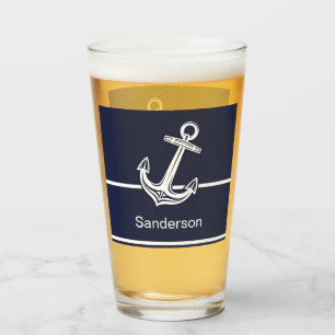 Verre Ancre marine personnalisée Océan bleu marine