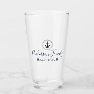 Verre Ancre nautique  Maison de plage familiale manuscri