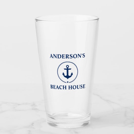 Verre Ancre nautique Nom de la maison de plage (Devant)