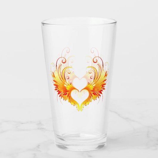 Verre Angel Fire Heart with Wings (Dos)