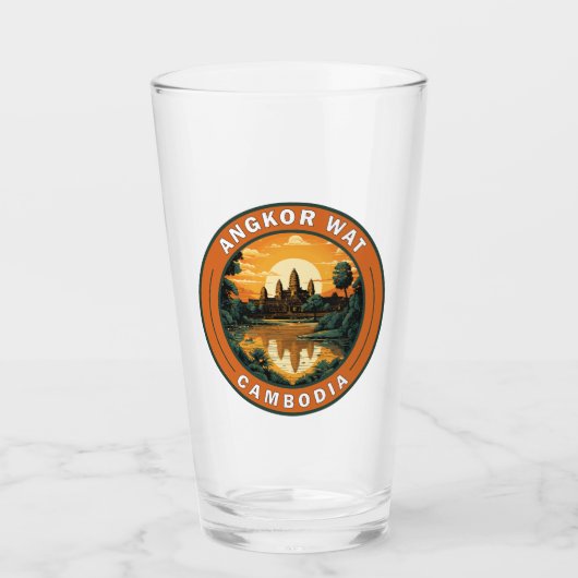 Verre Angkor Vat Cambodge - Badge d'Art Voyage (Devant)