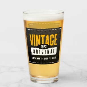 Verre Année de naissance vintage en cuir noir