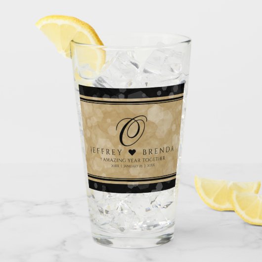 Verre Anniversaire élégant du 1er Mariage papier (Devant glace)