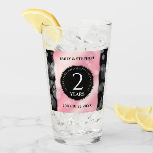 Verre Anniversaire Mariage élégant du 2e Rose Quartz (Devant glace)