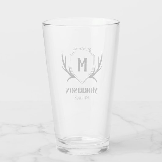 Verre Antler & Shield Rustic Monogramme (Dos)
