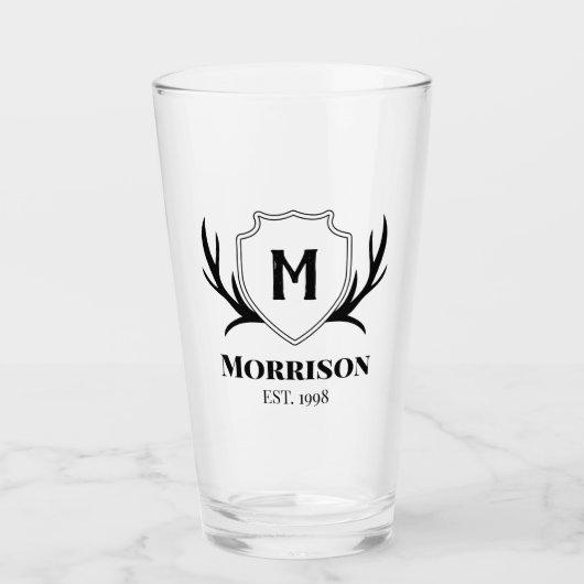 Verre Antler & Shield Rustic Monogramme (Devant)