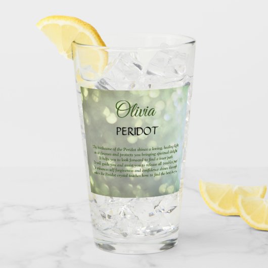 Verre Août Birthstone Peridot design (Devant glace)