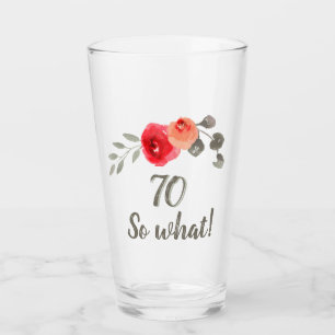Verre Aquarelle amusante Rose rouge 70e anniversaire Flo