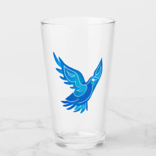 Verre Aquarelle bleu et blanc Peace Dove
