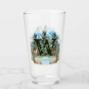 Verre Aquarelle Cerf Monogramme Personnalisé Lettre W