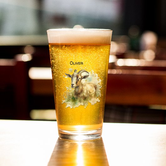 Verre Aquarelle Chèvre de ferme, sur mesure