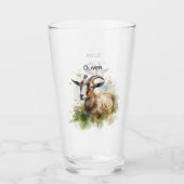 Verre Aquarelle Chèvre de ferme, sur mesure (Devant)