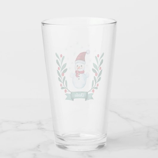 Verre Aquarelle de Noël Snowman Custom (Dos)