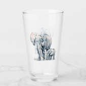 Verre Aquarelle Eléphant & veau Nature Art animal (Devant)