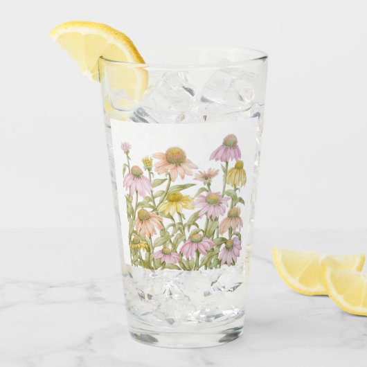 Verre Aquarelle fleurie d'art botanique (Devant glace)