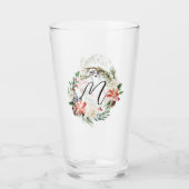 Verre Aquarelle Floral Wreath Monogramme Noël (Devant)