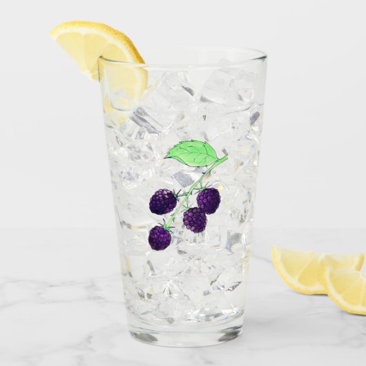 Verre Aquarelle Mûre Violette Botanique (Devant glace)