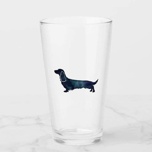 Verre Aquarelle noire longue hailée Dachshund (Devant)