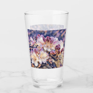 Verre Aquarelle peinte d'une fleur d'azée violette