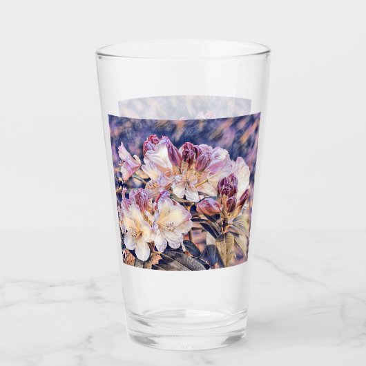 Verre Aquarelle peinte d'une fleur d'azée violette (Devant)