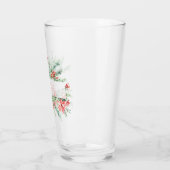 Verre Aquarelle poinsettia et verdure Noël (Gauche)