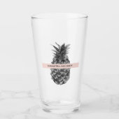 Verre Aquarelle rose et gris ananas | Votre nom (Devant)