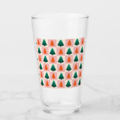 Verre Aquarelle rouge vert Joyeux sapin de Noël motif (Devant)