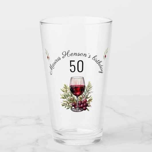 Verre Aquarelle rouge Vin Olive 50e anniversaire (Devant)