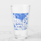 Verre Aquarelle Santorin Grèce (Devant)