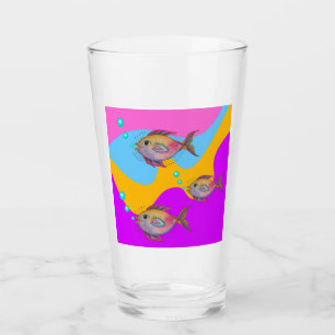 Verre Aquarelle tropicale Poisson