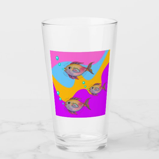 Verre Aquarelle tropicale Poisson (Devant)