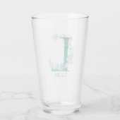 Verre Aquarelle Turquoise et or Monogramme lettre L (Dos)