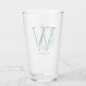 Verre Aquarelle Turquoise et or Monogramme lettre W (Dos)