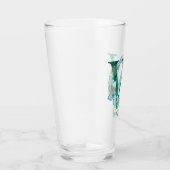 Verre Aquarelle Turquoise et or Monogramme lettre W (Droite)