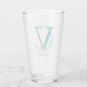 Verre Aquarelle Turquoise et or Monogramme V (Dos)