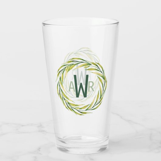 Verre Aquarelle vert cadre Monogramme ID667 (Dos)