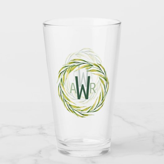 Verre Aquarelle vert cadre Monogramme ID667 (Devant)